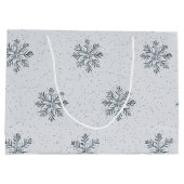 Grey Silver Snowflakes Christmas Groot Cadeauzakje (Achterkant)