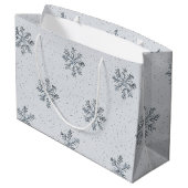 Grey Silver Snowflakes Christmas Groot Cadeauzakje (Achterkant Gekanteld)
