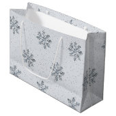 Grey Silver Snowflakes Christmas Groot Cadeauzakje (Voorkant Gekanteld)