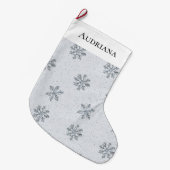 Grey Silver Snowflakes Christmas Grote Kerstsok (Voorkant (Hangend))