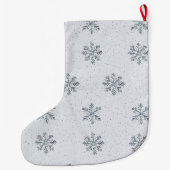 Grey Silver Snowflakes Christmas Grote Kerstsok (Achterkant)