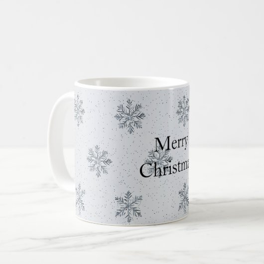 Grey Silver Snowflakes Christmas Koffiemok (Voorkant links)