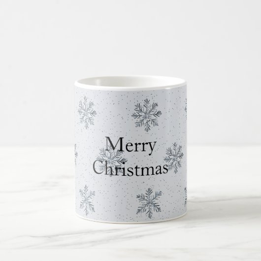 Grey Silver Snowflakes Christmas Koffiemok (Center)