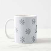 Grey Silver Snowflakes Christmas Koffiemok (Links)