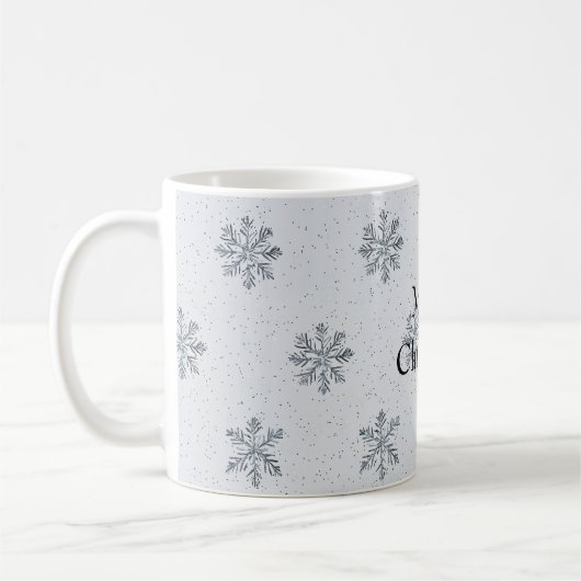 Grey Silver Snowflakes Christmas Koffiemok (Links)