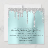 Grey Silver Spark bestuurt het bruid huwelijk Aqua Magnetische Uitnodiging (Voorkant)