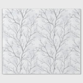 Grey Silver Winter Trees Christmas Cadeaupapier (Vlak)
