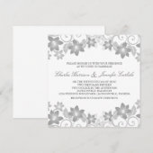 Grey Simple Floral Wedding Invite Kaart (Voorkant / Achterkant)