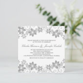 Grey Simple Floral Wedding Invite Kaart (Staand voorkant)