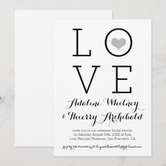 Grey Simple Love Vrijgezellenfeest nodigt uit Kaart