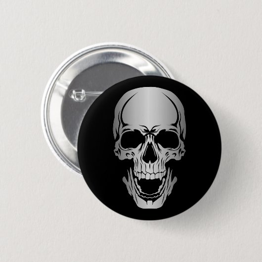 Grey Skull-Button Ronde Button 5,7 Cm (Voorkant /achterkant)