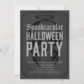 Grey Skull Spooktacular Halloween Party Invitation Kaart (Voorkant)