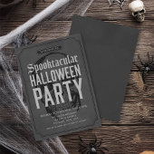 Grey Skull Spooktacular Halloween Party Invitation Kaart