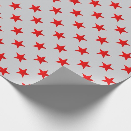 Grey Sky Heldere Rode Sterren Cadeaupapier (Hoek)