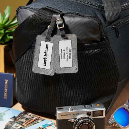 Grey Slate Rock Texture Bagagelabel (Voorkant /achterkant)