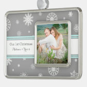 Grey Snow Couples eerste kerst Ornament (Links)