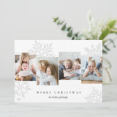 Grey | Snowdrop 4 Foto-collage Feestdagenkaart (Staand voorkant)