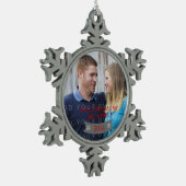 Grey Snowflake Banner Holiday Foto Ornament v2 (Links)