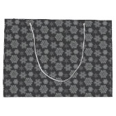 Grey Snowflake Christmas Design Gift Bag Groot Cadeauzakje (Achterkant)