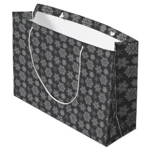 Grey Snowflake Christmas Design Gift Bag Groot Cadeauzakje