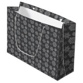 Grey Snowflake Christmas Design Gift Bag Groot Cadeauzakje (Voorkant Gekanteld)