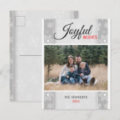 Grey Snowflake Kerstfoto Vakantie Uitnodiging Briefkaart (Voorkant / Achterkant)