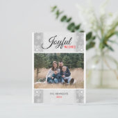 Grey Snowflake Kerstfoto Vakantie Uitnodiging Briefkaart (Staand voorkant)