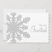 Grey Snowflake Winter Dinner Party Uitnodiging 1 (Voorkant)
