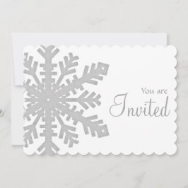 Grey Snowflake Winter Dinner Party Uitnodiging 1