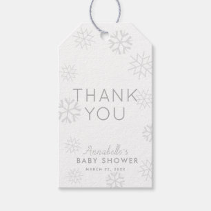 Grey Snowflakes Baby zijn koude buitenkant bedankt Cadeaulabel