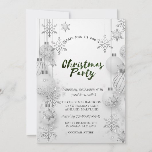 Grey Snowflakes, Kogels kerstfeest Kaart (Voorkant)