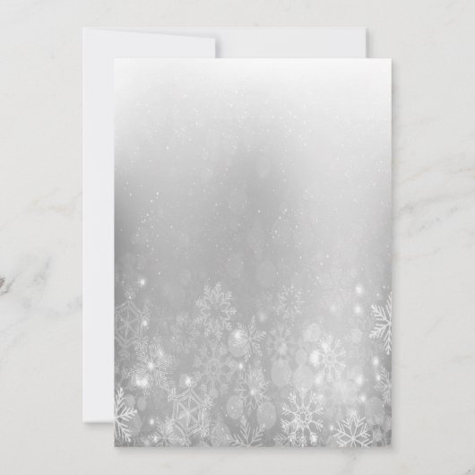 Grey Snowflakes, Kogels kerstfeest Kaart (Achterkant)