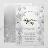 Grey Snowflakes, Kogels kerstfeest Kaart (Voorkant / Achterkant)