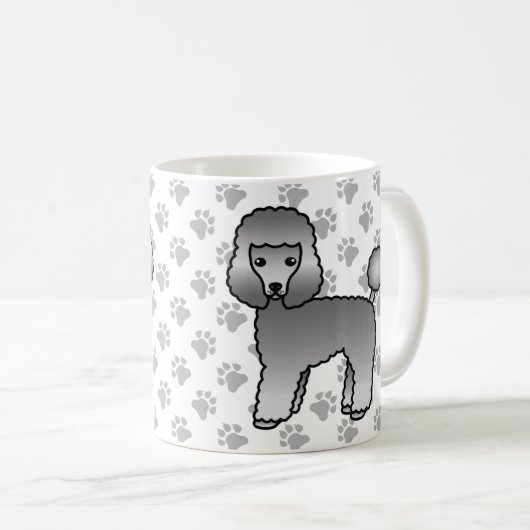 Grey Speelgoed Poodle Cute Cartoon Dog Koffiemok (Voorkant rechts)