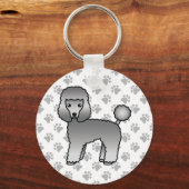 Grey Speelgoed Poodle Cute Cartoon Dog Sleutelhanger (Voorkant)