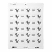 Grey Speelgoed Poodle Cute Cartoon Dog & Text Etiket (Full Sheet)
