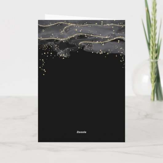 Grey Splash Gold Glitter Butterflies Jubileum Kaart (Achterkant)