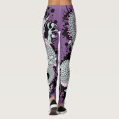 Grey Splash Tattoo Dragon op Paarse Leggings (Achterkant)