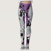 Grey Splash Tattoo Dragon op Paarse Leggings (Voorkant)
