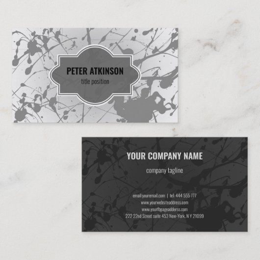 Grey Splash Visitekaartje (Voorkant / Achterkant)