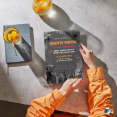 Grey Spooky Haunted Mansion Theme Halloween Party Kaart