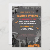 Grey Spooky Haunted Mansion Theme Halloween Party Kaart (Voorkant)