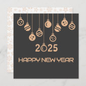 Grey Square wish card New Year with Christmaball Feestdagenkaart (Voorkant / Achterkant)
