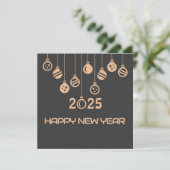 Grey Square wish card New Year with Christmaball Feestdagenkaart (Staand voorkant)