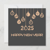 Grey Square wish card New Year with Christmaball Feestdagenkaart (Voorkant)
