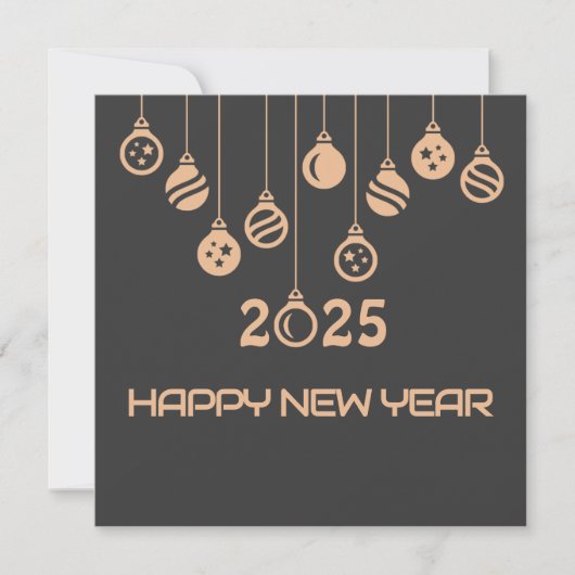 Grey Square wish card New Year with Christmaball Feestdagenkaart (Voorkant)