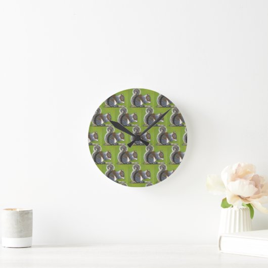 Grey Squirrel Clock  Ronde Klok (Huis)