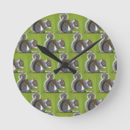 Grey Squirrel Clock Ronde Klok