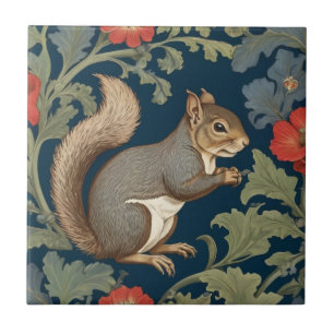 Grey Squirrel William Morris stijl Rechts Tegeltje
