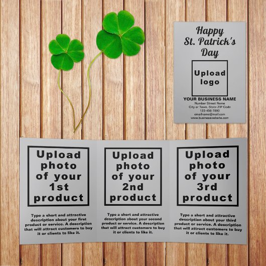 Grey St. Patrick's Day Business Trifold Kaart